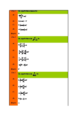 Bài tập Tích phân Lớp 12 - Phần 2
